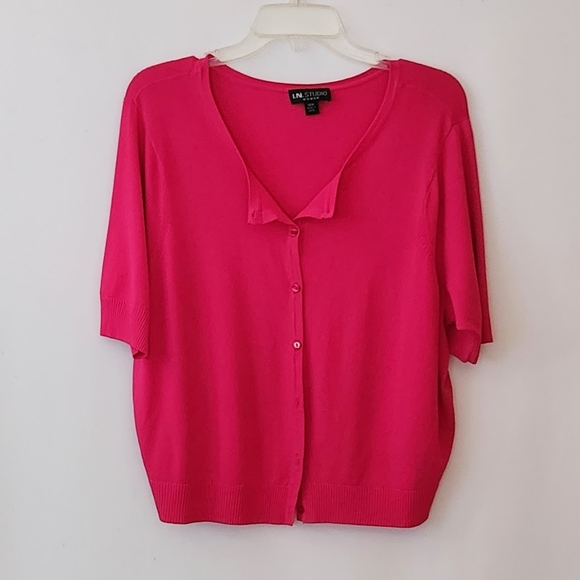I.N. Studio Pink Cropped Short Sleeve Sweater womens size 18w - Picture 1 of 10